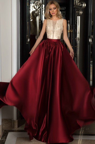 maroon evening dress