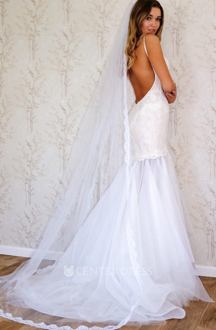 Spaghetti Strap Lace And Tulle Mermaid Wedding Dress Ucenter Dress